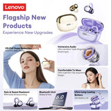Lenovo LE302 – Écouteurs Bluetooth 6.0 à Clip d’Oreille – Sport & Hi-Fi – Autonomie 25h